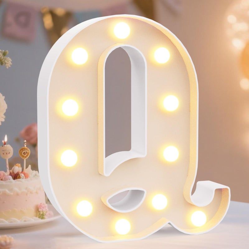Pooqla LED Marquee Letter Lights Sign, Light Up Alphabet Letter for Home Party Wedding Decoration Q - Image 2